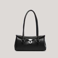 Popular Texture Baguette Bag Female Trendy Lock Baguette Bag Retro Pillow Shoulder Bag