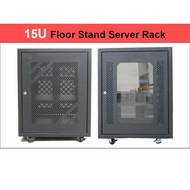 Hotdeal GrowV 15U Perforated Door Heavy Duty Floor Stand Equipment & Server Wall Mount Rack With Rol