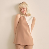 PIMNATTA Cell Top เสื้อแขนกุดทูโทน จับคู่สีสไตล์เรียบหรู ใส่คู่กางเกงแบบ Complete Look สุดๆ ใช้ผ้า B