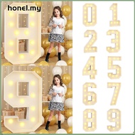 HONE LED Light Balloon, 0-9 Numbers 91cm Giant Birthday Figure, Mosaic Design Light Up Balloons LED 