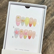 10 ชิ้น / แพ็ค สไตล์ยุโรปและอเมริกัน เล็บสตีลเลโต้ยาว, การแกะสลักดอกไม้เขตร้อน 3 มิติ, การย้อมสีแบบก