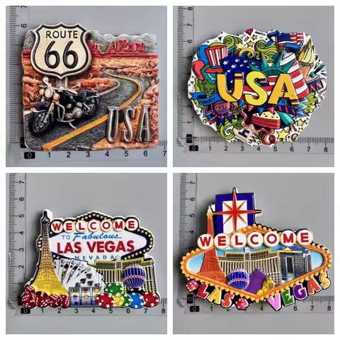 USA Doodle Route 66 USA Vegas Landmark Las Vegas Sign home decor stickers souvenir refrigerator magn