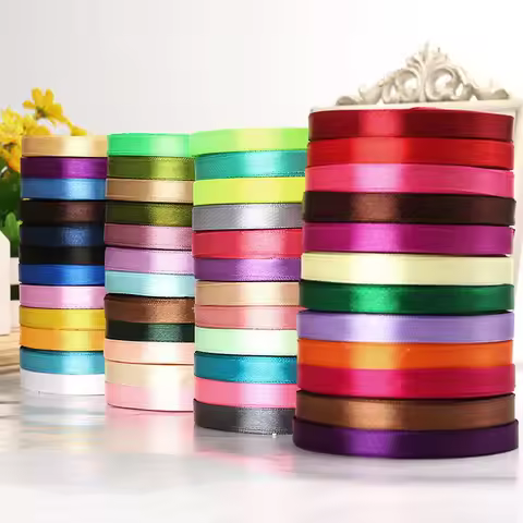 10mm 25Yards(22Meters) Satin Ribbons DIY Artificial Silk Roses Supplies Handicraft Sewing Accessorie