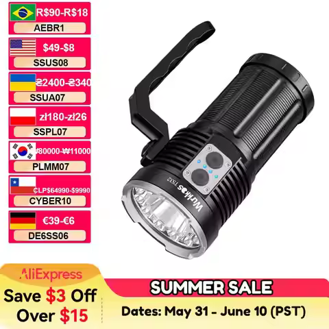 Wurkkos TS32 LED flashlight ultra-bright 13000 lumens dual switches 3 21700 batteries maximum range 
