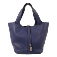 HERMES Maurice皮革Picotin MM手挽袋Blue Saphir
