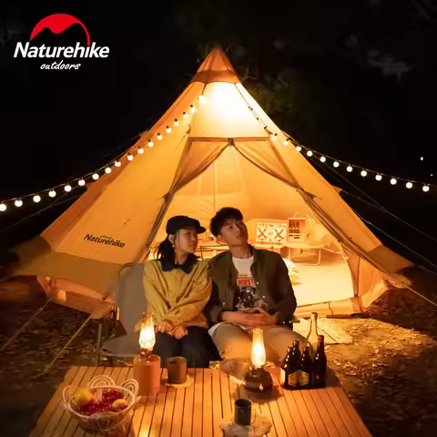 Naturehike Brighten 12.3 Tipi Tent Cotton Pyramid Tent 5-8 People Family Camping Party Trip Big Hous