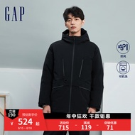 Gap男装冬季2023新款LOGO户外帕克风羽绒服836420宽松保暖外套 黑色 175/96A(L)亚洲尺码