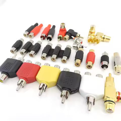 2pcs RCA Male female to 2rca 3rca male Female RCA Connector Splitter Adapter AV Video Audio T Plug R