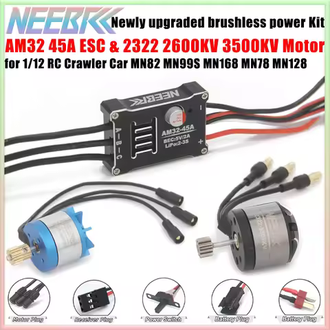 2322 2600 3500KV 2830 2400KV Brushless Motor AM32 45A ESC for 1/12 RC Crawler Off Road Car MN82 MN16