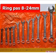 Tekiro Kunci Ring Pas Set 14 pcs 8-22 8-24 Lengkap - 11buah 8-24 mm