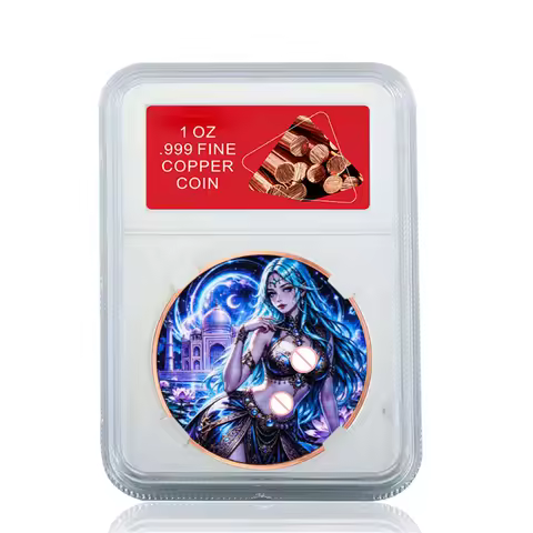 1 oz .999 Fine Copper Fantasy Moon Goddess Commemorative Coin in Display Slab Star Beauty Pure Coppe