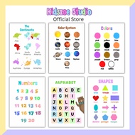 Minimalist laminated chart size A4 alphabet colors shapes numbers days of the week laminated chart