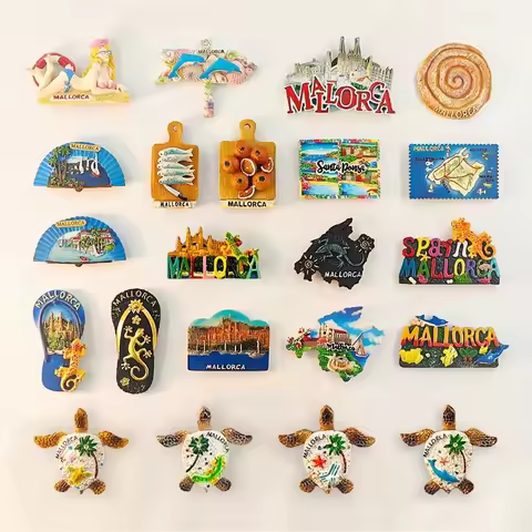 Spain，Mallorca，slippers，orange，fan，lizard，sea turtle，cake，3D Stereoscopic，Tourism souvenirs，Fridge m