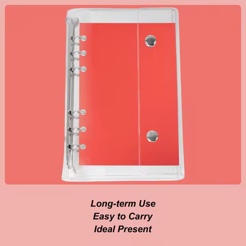 Clear Binder A6/A7 6-Ring Transparent PVC Budget Binder Planner Cover Loose Leaf Folder For Photocar