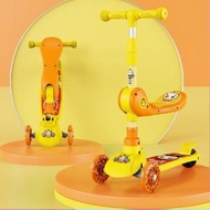 全城熱賣 - 嬰兒腳踏可摺疊滑板車(幼轆)(兩用款可坐可騎)-黃色