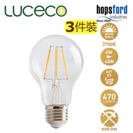 LUCeCO - [3件裝] LED 4W 復古電燈泡 2700K 暖白光 E27 A60 大螺頭 LA27W4F47-LE