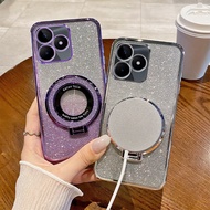 Penyaduran elektro berkilau sesuai untuk sarung telefon Realme 12/Note50, dan penyangga magnetik ber