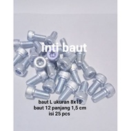 L-bolts (pack of 25 pcs) size 8x15, 8x25, 8x35, 8x40 (12 bolts)