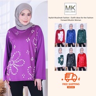 Baju Raya 2026 MK Exclusive Lyana Jersey Blouse Floral Long Sleeve  Baju Muslimah Perempuan [B8/277]