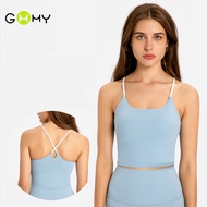 GMMY-Yoga Bra Singlet Pad Tank Top Crop Running Sports Bra Cross Back Straps Gym Tank Top Bra