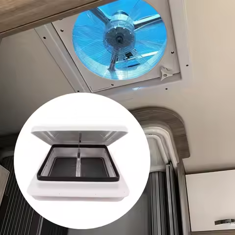 340*340mm RV Roof Vent White Motorhome Ceiling Ventilation Lid with Screen and Support Rod for Trail