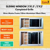 3'X1.5' // 3'X2' Tingkap Sliding Grille Silver Aluzinc Cermin Hitam🔥READY STOCK✅FREE SHIPPING‼️