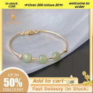 2022▫✽Hot sale fashion aesthetic original Jade Jade Three Beads Rose 18k Sand Gold Bracelet Bangle P