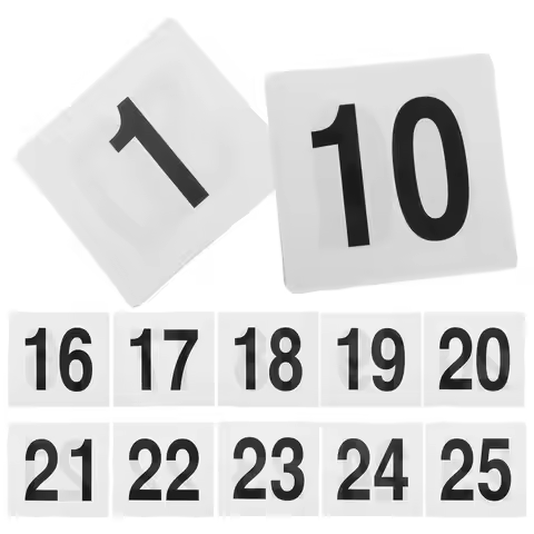 25 Pcs White Table Number Signs Wedding Seat Cards Party Number Plates PVC Reusable Chair Reserved S