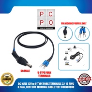 PC PO DC MALE 12V to U-TYPE FORK TERMINALS 22-16 AWG 0.7mm, BEST FOR TERMINAL CABLE TEST CONNECTOR