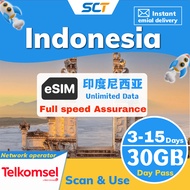 eSIM Indonesia 3-15 day Unlimited Internet Tekomsel 印尼 data roaming simcard Sim Card【daily 500M/2GB】