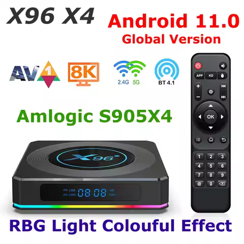 Android 11 TV BOX X96 X4 Amlogic S905X4 4G RAM 64G ROM 4K Youtube RGB Light 1000M LAN 5G DUAL WIFI U