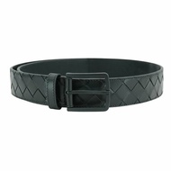 Bottega Veneta 編織牛皮黑方扣皮帶/腰帶(609182-黑)
