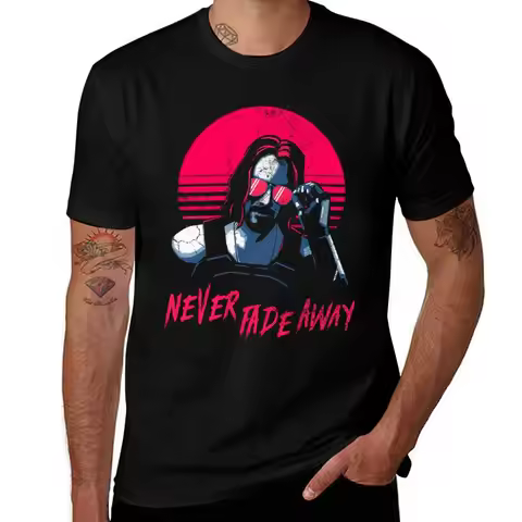 Johnny Silverhand Cyberpunk - Never Fade Away T-Shirt street wear vintage clothes summer top mens gr