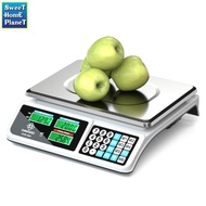 40KG Digital Pricing Scale Dual-Sided LCD Counting Scale Commercial Food Scale Stainless Steel Platf