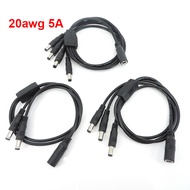 1 To 2/3/4 way DC Female Male jack plug Power supply Connector Splitter Cable 20awg 5A 5.5x2.5mm Cor