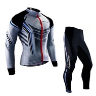 Cycling clothes Bike suit trousers for Mens Long Sleeve with Gel padded protection UV50+