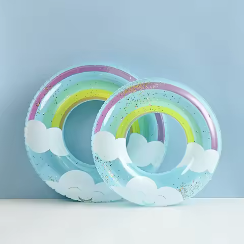 Crystal inflatable lifebuoy thickened single-layer double balloon underarm adult and child swimming 