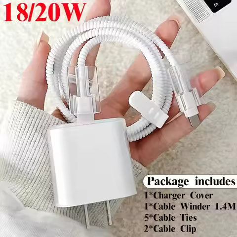 1Set Charger Case for Apple iPhone 18W 20W Transparent Data Wire Winder Cable Protectors Charging Po