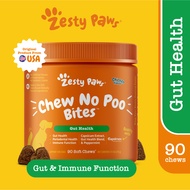 Zesty Paws Chew No Poo Gut Health Bites - ดูแลสุขภาพลำไส้ รสไก่ แบบเคี้ยว บรรจุ 90 เม็ด (EXP:11 2026