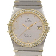 【日本直送】歐米茄 OMEGA 星辰系列 不鏽鋼 x 鑽石 石英 指針式顯示 銀色錶盤 男性手錶 【二手】