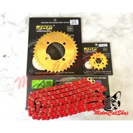 Rantai (AJi Racing Red) Sprocket Set (415-132L) Yamaha LC135 / RXZ / Y110