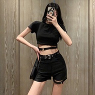 Lisa High Waist Jazz Dance Short Pants Street Style Hip Hop Party Short Shorts Belly Top Streetwear 