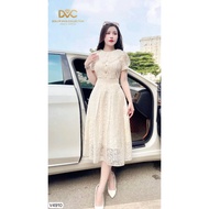 V4910 Super pretty 3D coror lotus lace dress, gentle to wear to work or going out, high-end design -