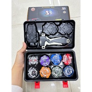 BURST ATTACK BEYBLADE SET IN BOX 2 LAUNCHER+handle+launcher tali 8pcs bayblade AND 1 BOX COLOR BLACK BB888