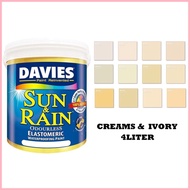 ◪ ▦ DAVIES SUN AND RAIN 4 LITERS COLOR IVORY AND CREAM| ELASTOMERIC PAINT | ODOURLESS | ACRYLIC