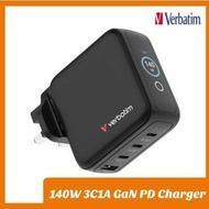 （黑色）Verbatim 140W 3C1A GaN PD Charger 氮化鎵充電器 USB快速充電器 手提電腦充電（30248）