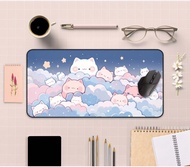 Kawaii Dreamy Cats Desk Mat | Desk Mat Cute | Kawaii Pastel Mouse Pad | Pastel Mouse Pad | Kawaii Pastel Desk Mat |