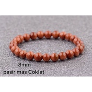 8mm Brown Gold Sand Stone Bracelet - 8mm Gold Sand Stone Bracelet natural