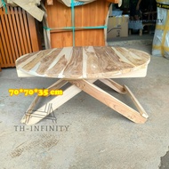 TH โต๊ะญี่ปุ่น โต๊ะกินข้าวไม้สัก 70*70*35 ซม. กว้าง*ลึก*สูง โต๊ะนั่งทำงานกับพื้น (ไม่ทำสี)