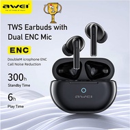 AWEI T61 TWS Earbuds bluetooth Earphone Dual Microphone ENC Noise Cancelling Headphones Sports Porta